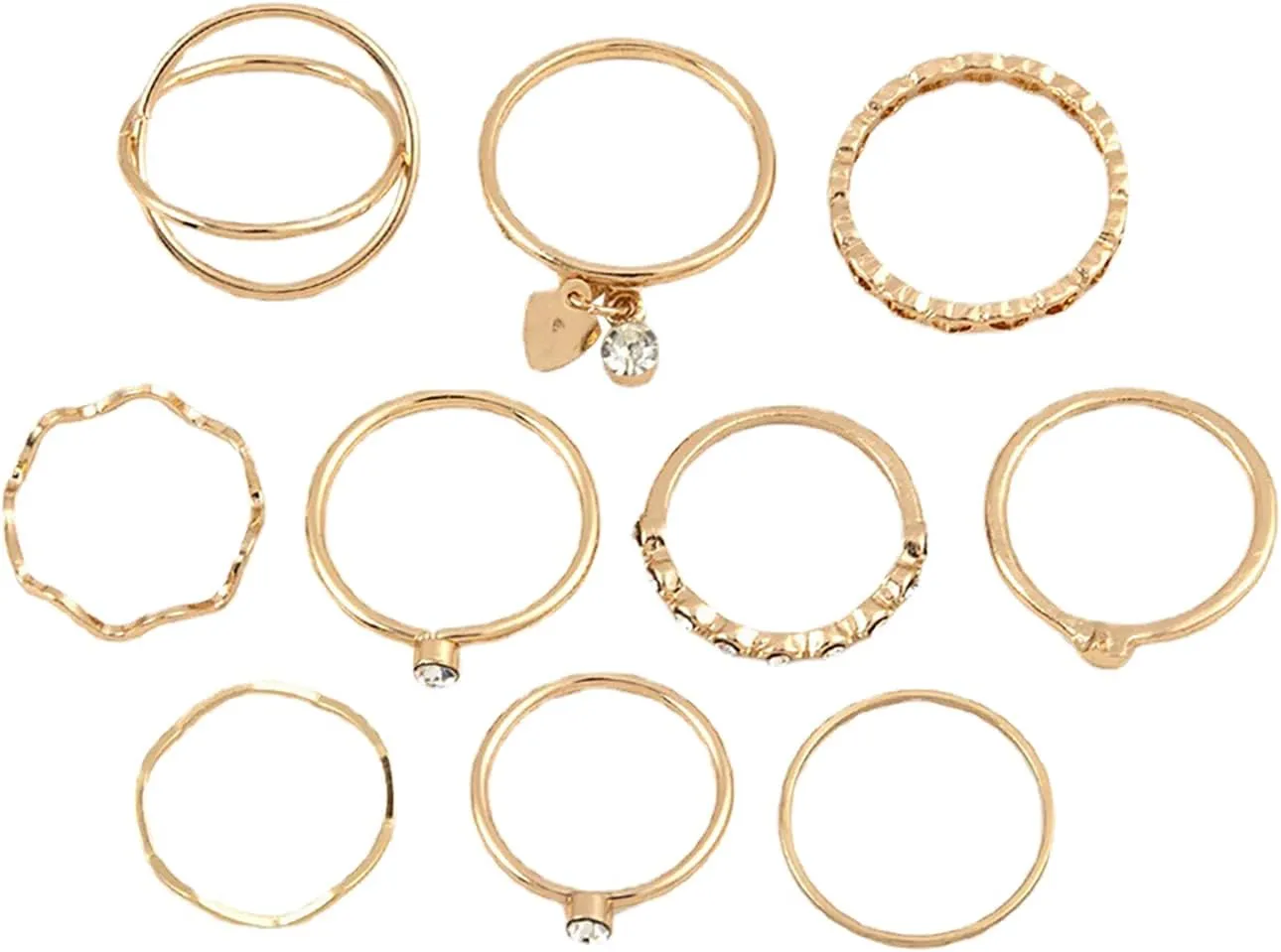 10PCS Gold Knuckle Rings Set for Woman, Vintage Geometric Finger Rings Stackable Joint Hollow Rings Women's Trendy Jewelry