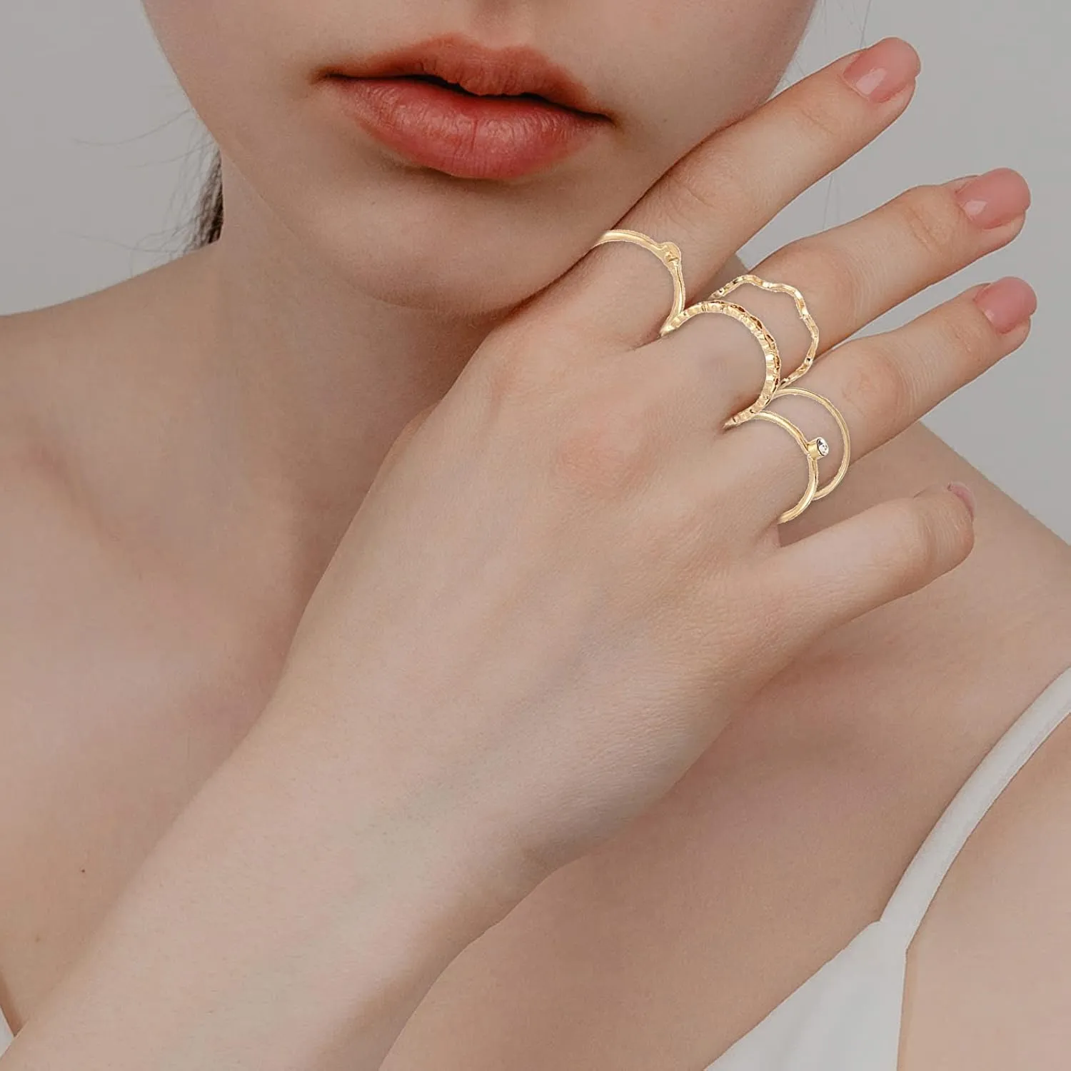 10PCS Gold Knuckle Rings Set for Woman, Vintage Geometric Finger Rings Stackable Joint Hollow Rings Women's Trendy Jewelry