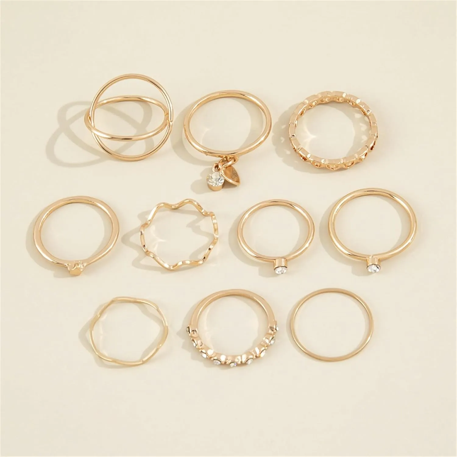 10PCS Gold Knuckle Rings Set for Woman, Vintage Geometric Finger Rings Stackable Joint Hollow Rings Women's Trendy Jewelry
