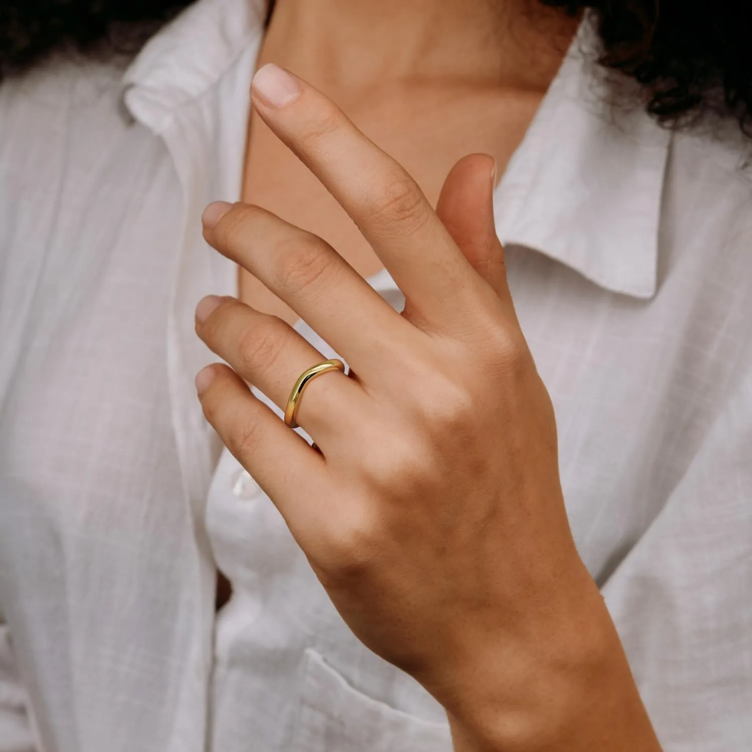 14K Gold Band Rings for Women Dainty Gold Non Tarnish Band Rings for Women Geometric Beauty in Simplicity 5-9