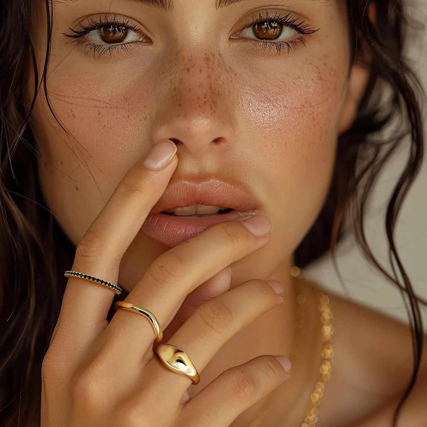 14K Gold Band Rings for Women Dainty Gold Non Tarnish Band Rings for Women Geometric Beauty in Simplicity 5-9