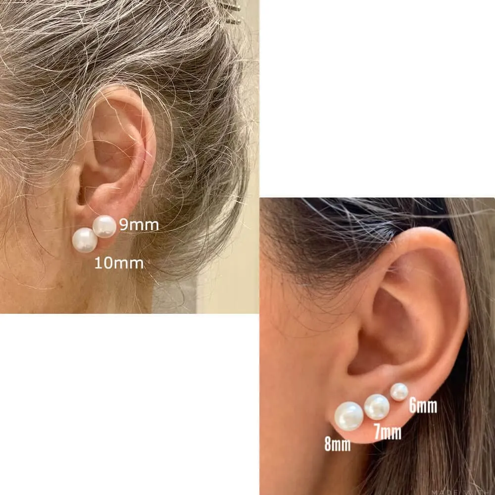14K Gold Big Pearl Stud Earrings for Women,Flat Screw Back Pearl Helix Earrings Cartilage Earrings 316L Surgical Steel Piercing Jewelry Gift Hypoallergenic(10mm,14K Gold)