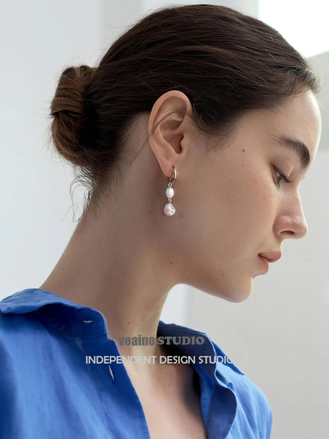 18K Gold Plated S925 Sterling Silver Dangle Earrings for Women Lightweight Double Pearl Earrings Wedding Trendy Jewelry Christmas Gift
