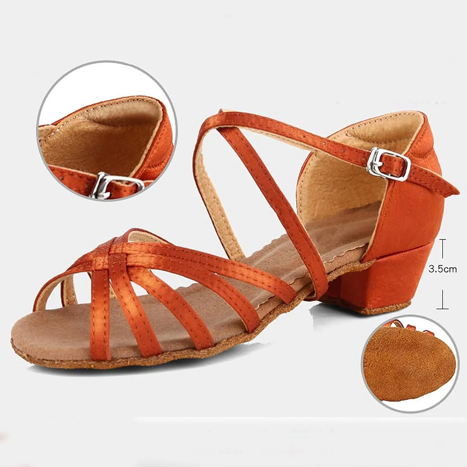 2025 Kids Sandals Comfortable Girls Chunky Heels with Adjustable Buckle Fashion Cute Dance Party Shoes Non-Slip Walking Footwear Breathable Open Toe Slip-On Casual Shoe Outdoor Beach Vacation Slippers
