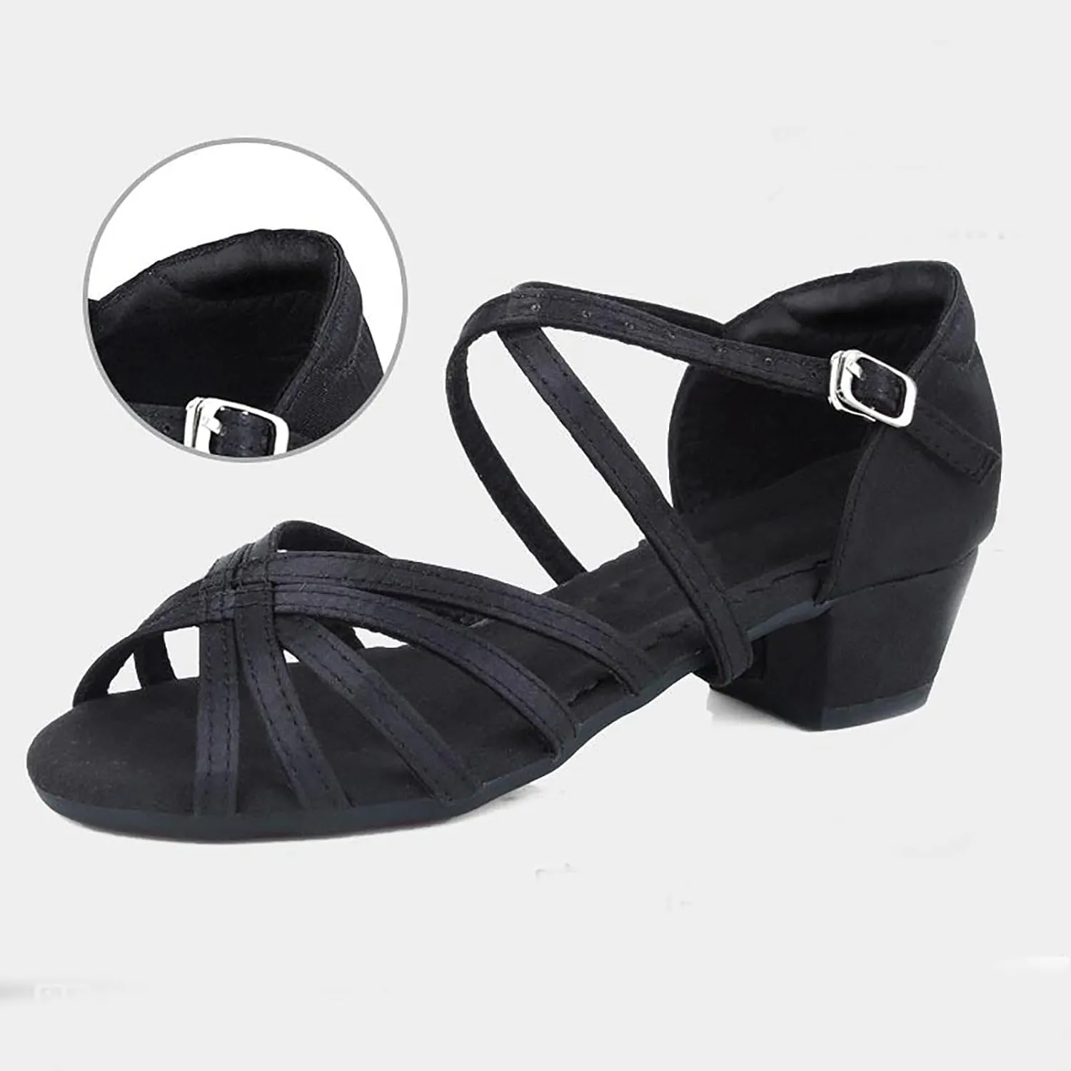 2025 Kids Sandals Comfortable Girls Chunky Heels with Adjustable Buckle Fashion Cute Dance Party Shoes Non-Slip Walking Footwear Breathable Open Toe Slip-On Casual Shoe Outdoor Beach Vacation Slippers