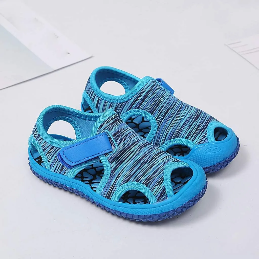 2025 Kids Sandals Fashion Boy Girls Dressy Casual Shoe with Ankle Strap Comfortable Cut-Out Walking Footwear Indoor/Outdoor Breathable Slip-On Sport Slides Summer Beach Vacation Slippers
