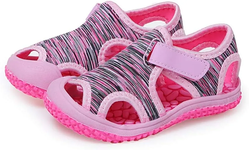 2025 Kids Sandals Fashion Boy Girls Dressy Casual Shoe with Ankle Strap Comfortable Cut-Out Walking Footwear Indoor/Outdoor Breathable Slip-On Sport Slides Summer Beach Vacation Slippers