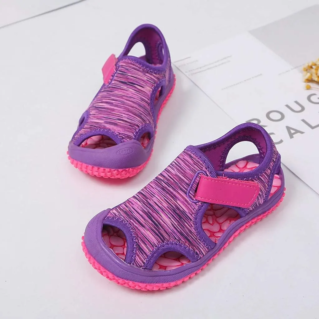 2025 Kids Sandals Fashion Boy Girls Dressy Casual Shoe with Ankle Strap Comfortable Cut-Out Walking Footwear Indoor/Outdoor Breathable Slip-On Sport Slides Summer Beach Vacation Slippers
