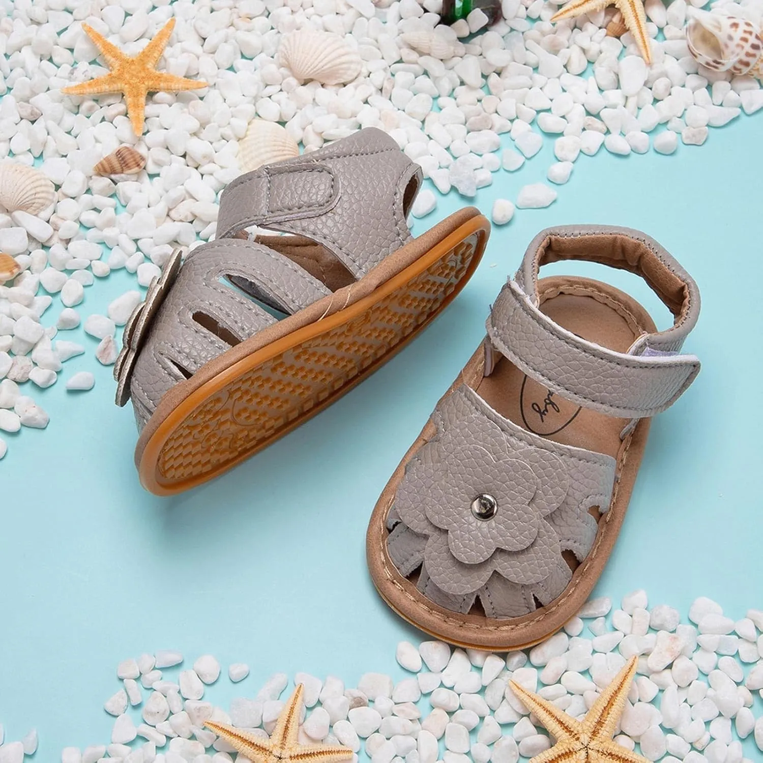 2025 Kids Sandals Fashion Cute Flower Walking Footwear with Ankle Strap Comfortable Non-Slip Cut-Out Slides Summer Beach Vacation Slippers Breathable Grils Dress Flats Slides