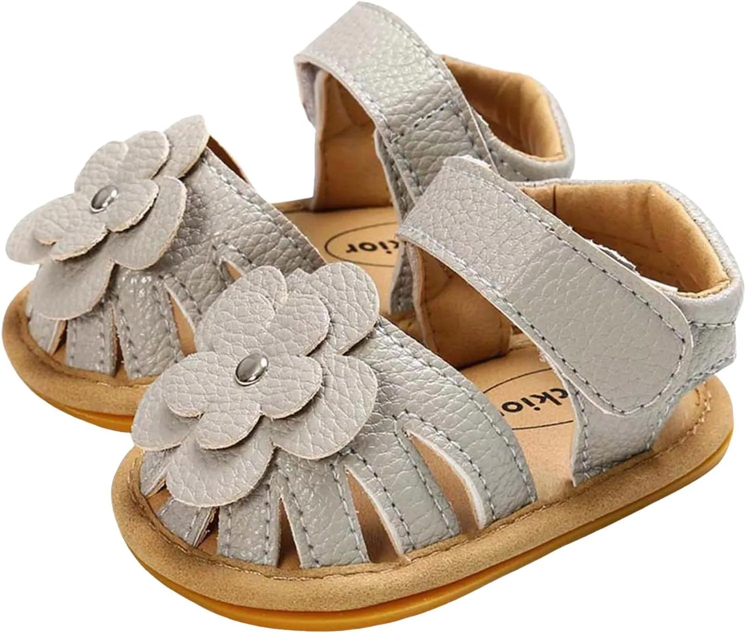 2025 Kids Sandals Fashion Cute Flower Walking Footwear with Ankle Strap Comfortable Non-Slip Cut-Out Slides Summer Beach Vacation Slippers Breathable Grils Dress Flats Slides