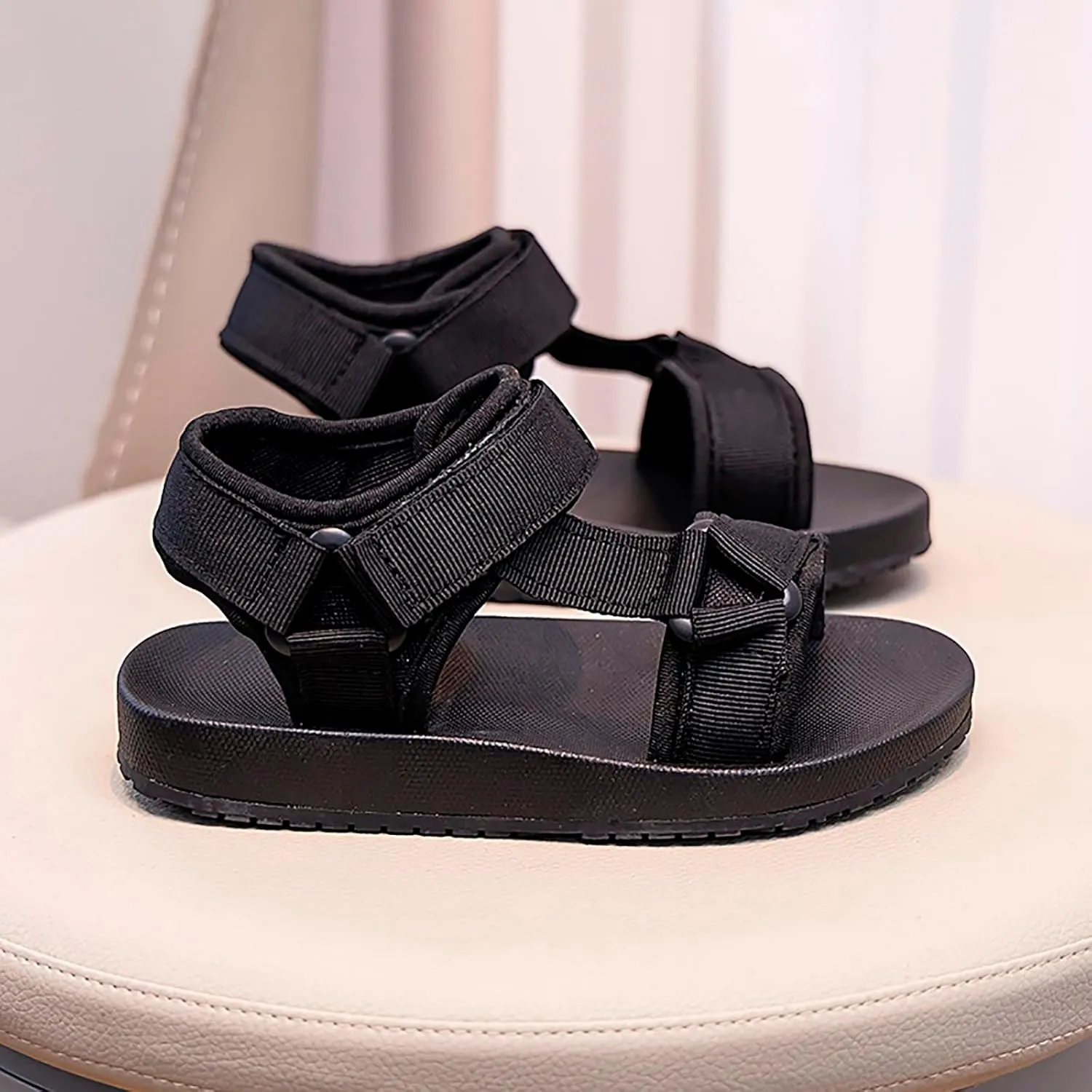 2025 Kids Sandals Indoor/Outdoor Open Toe Slip-On Sneakers with Ankle Strap Fashion Boy Girls Non-Slip Walking Footwear Breathable Sport Flats Shoe Comfortable Beach Vacation Slippers