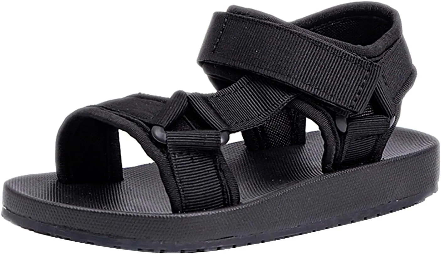 2025 Kids Sandals Indoor/Outdoor Open Toe Slip-On Sneakers with Ankle Strap Fashion Boy Girls Non-Slip Walking Footwear Breathable Sport Flats Shoe Comfortable Beach Vacation Slippers