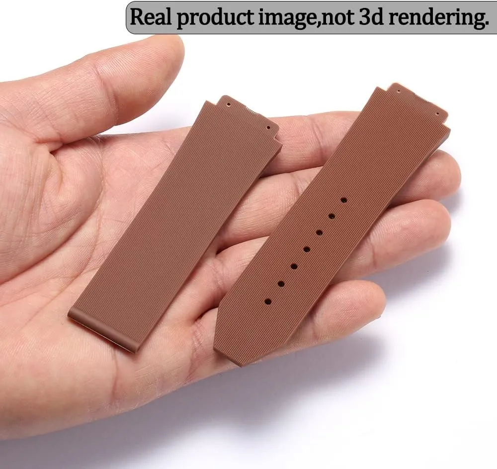 25mm x 19mm Replacement Rubber Strap Compatible with Hublot Big Bang Silicone Watch Band Sports waterproof Linear texture bracelet