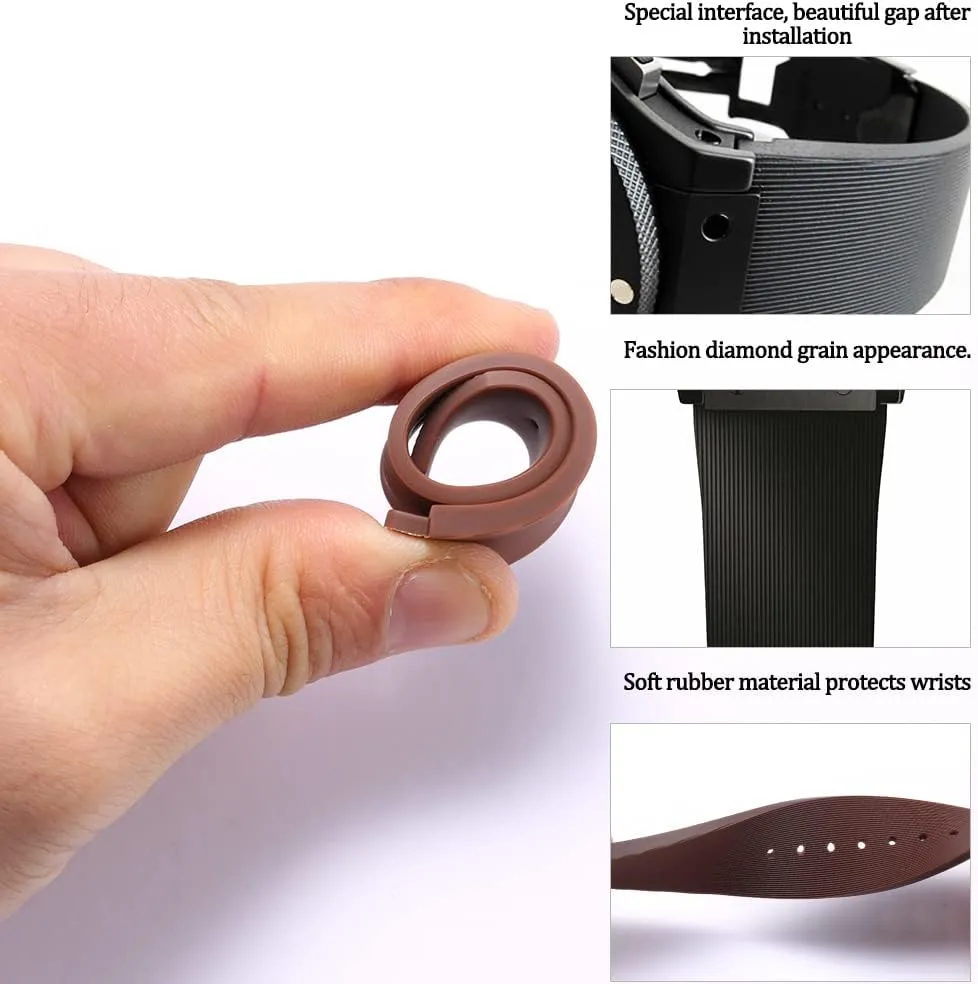 25mm x 19mm Replacement Rubber Strap Compatible with Hublot Big Bang Silicone Watch Band Sports waterproof Linear texture bracelet