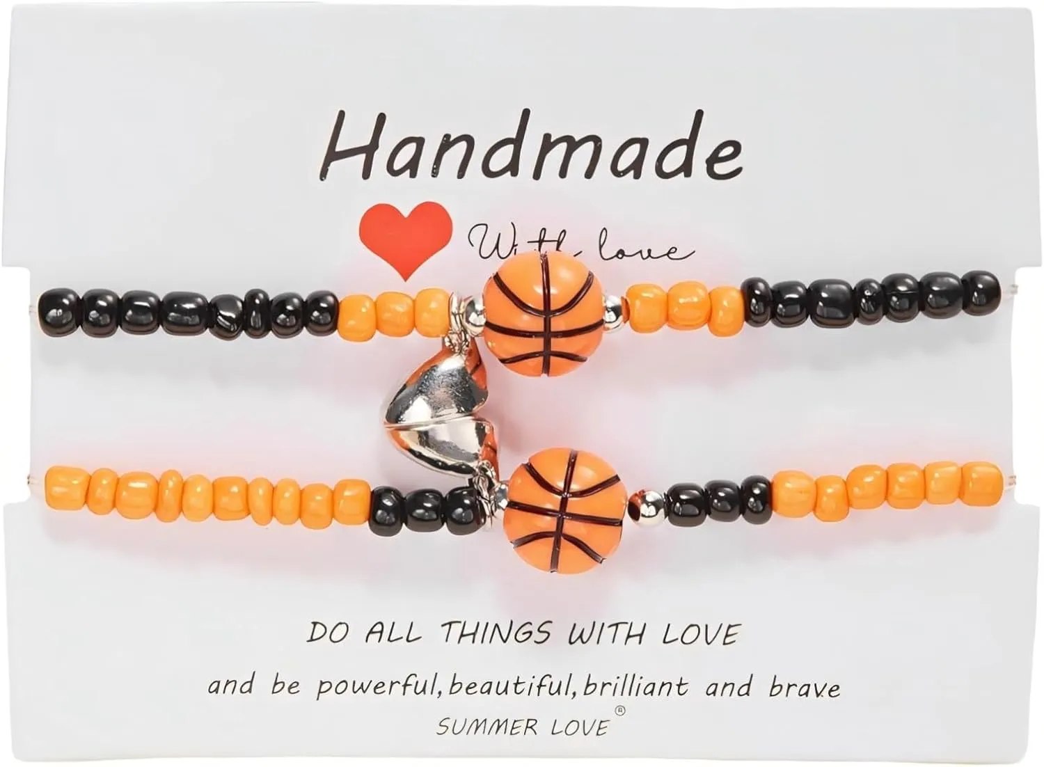 2PC Sporty Half Heart Pair Knitted Adjustable Bracelet Long-distance Couple Bracelet Friendship Jewelry Gifts Sports Accessories