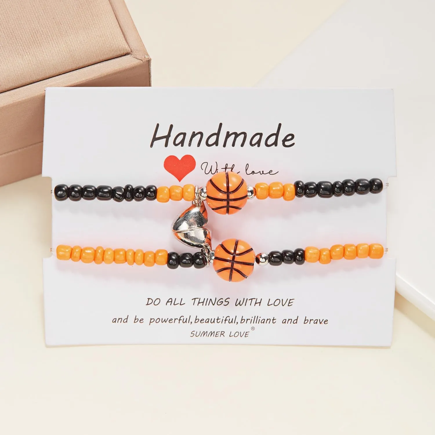 2PC Sporty Half Heart Pair Knitted Adjustable Bracelet Long-distance Couple Bracelet Friendship Jewelry Gifts Sports Accessories