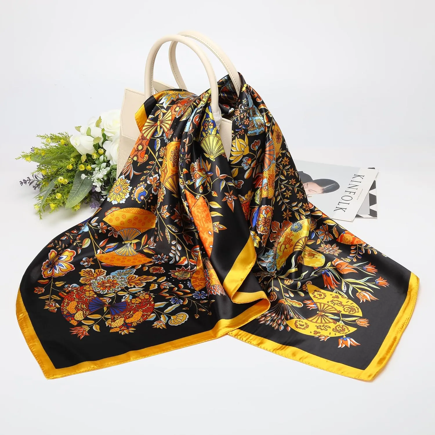 35 Satin Large Head Scarves Silk Bandana Like Neck Scarf Hair Sleeping Wraps Lightweight Satin Silk Scarfs for Women