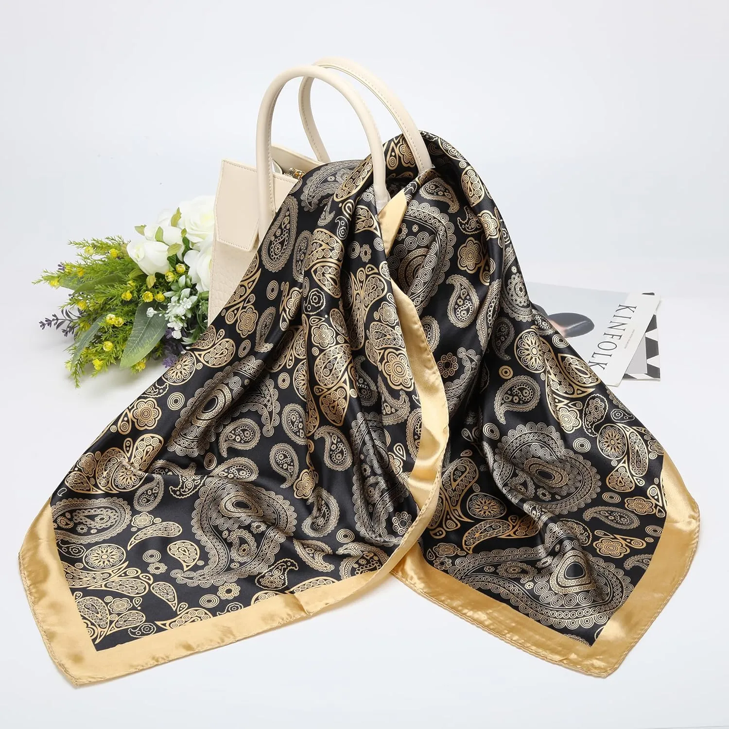 35 Satin Large Head Scarves Silk Bandana Like Neck Scarf Hair Sleeping Wraps Lightweight Satin Silk Scarfs for Women