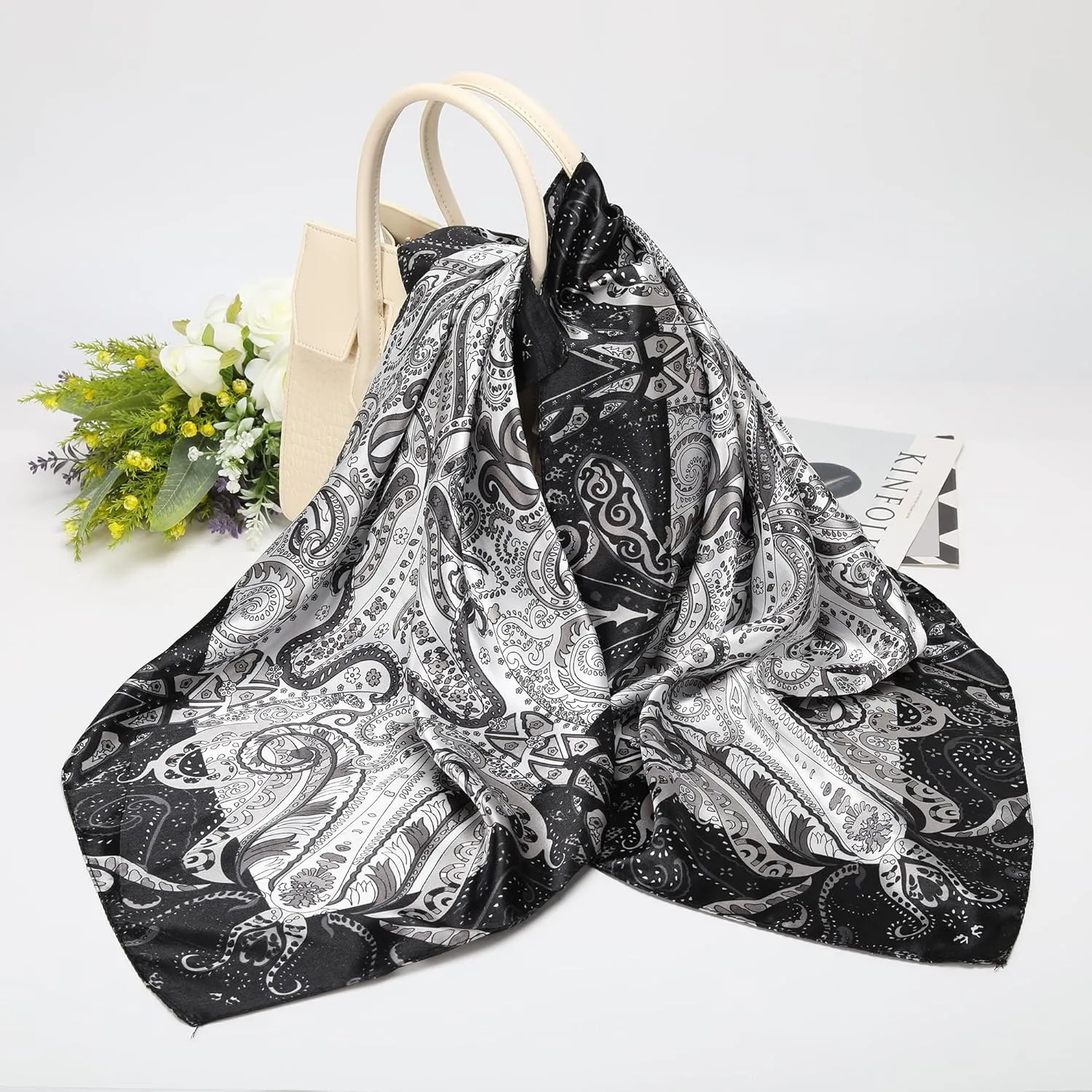 35 Satin Large Head Scarves Silk Bandana Like Neck Scarf Hair Sleeping Wraps Lightweight Satin Silk Scarfs for Women