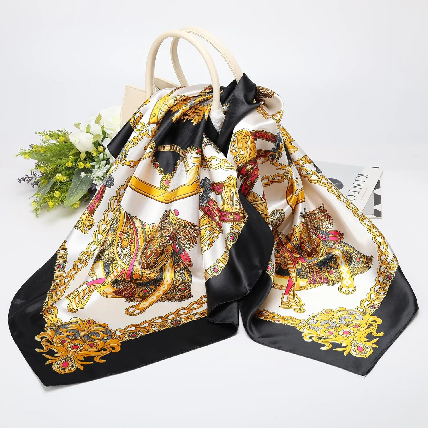 35 Satin Large Head Scarves Silk Bandana Like Neck Scarf Hair Sleeping Wraps Lightweight Satin Silk Scarfs for Women