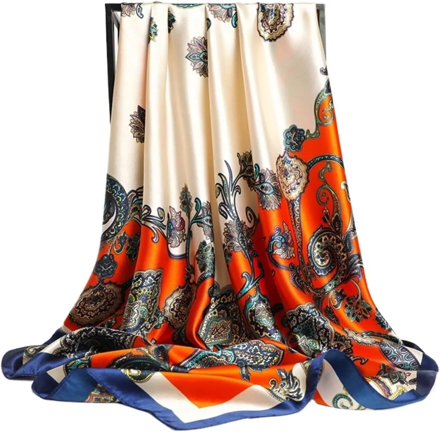 90 * 90cm Versatile Silk Scarf Women Large Shawl Floral Print Stoles Square Bandanna Kerchief Female Foulard Muffler