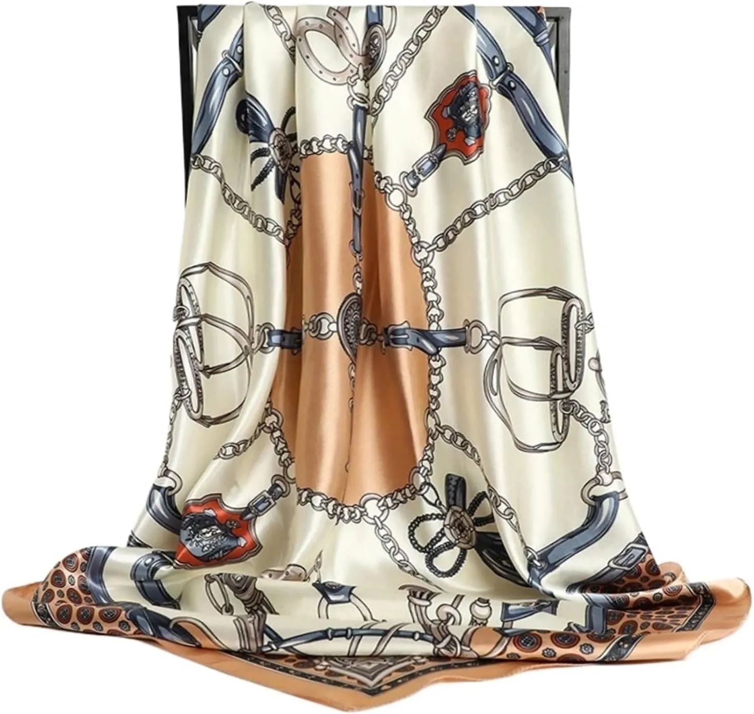 90 * 90cm Versatile Silk Scarf Women Large Shawl Floral Print Stoles Square Bandanna Kerchief Female Foulard Muffler