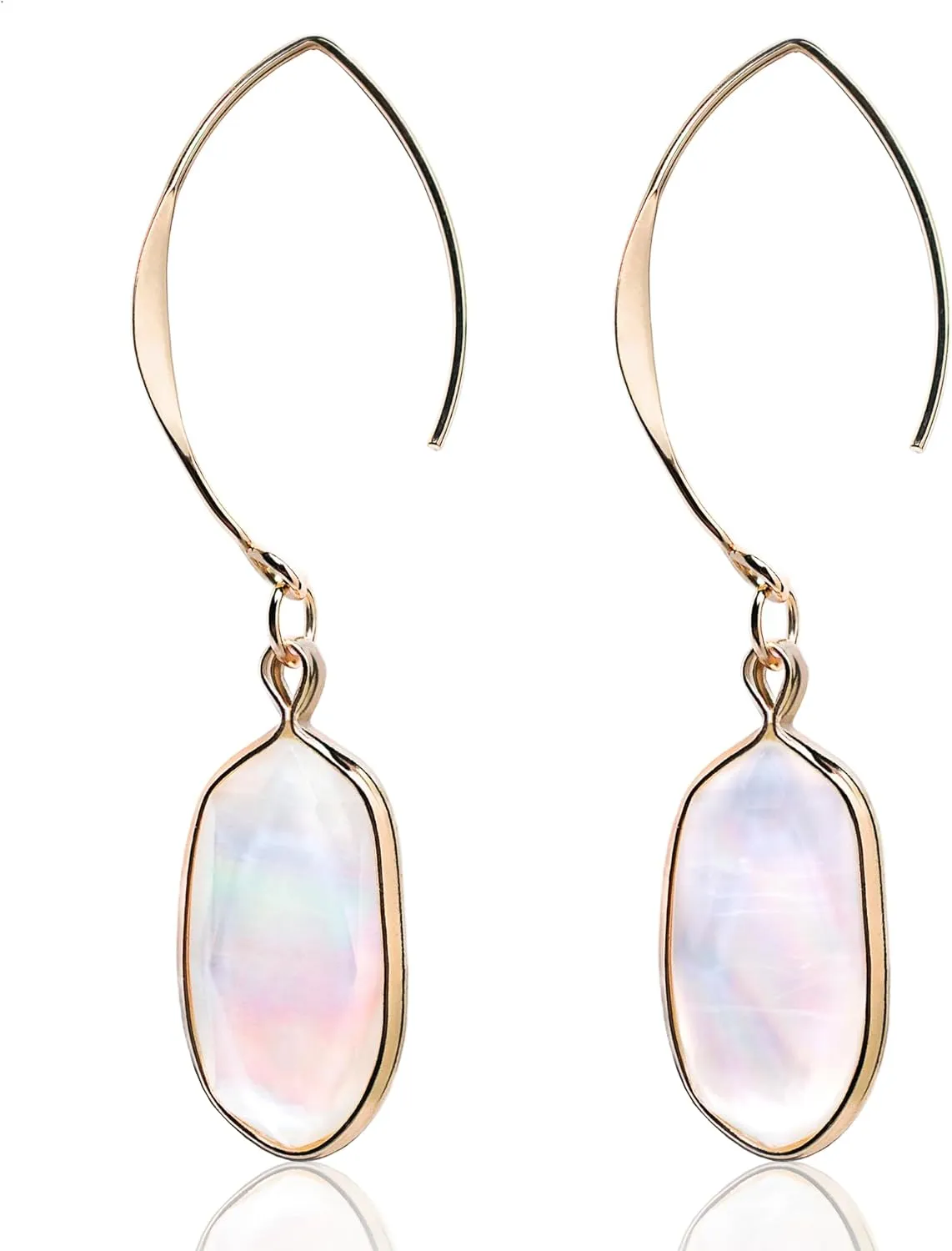 Abalone Drop Earring for Women 14K Gold Plated Oval Resin Paua Shell Dangle Hook Earring