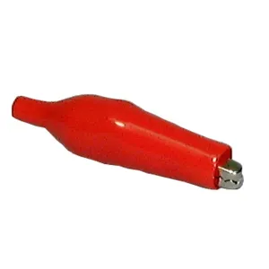 Alligator Clip, Large, Red Insulator, Bulk