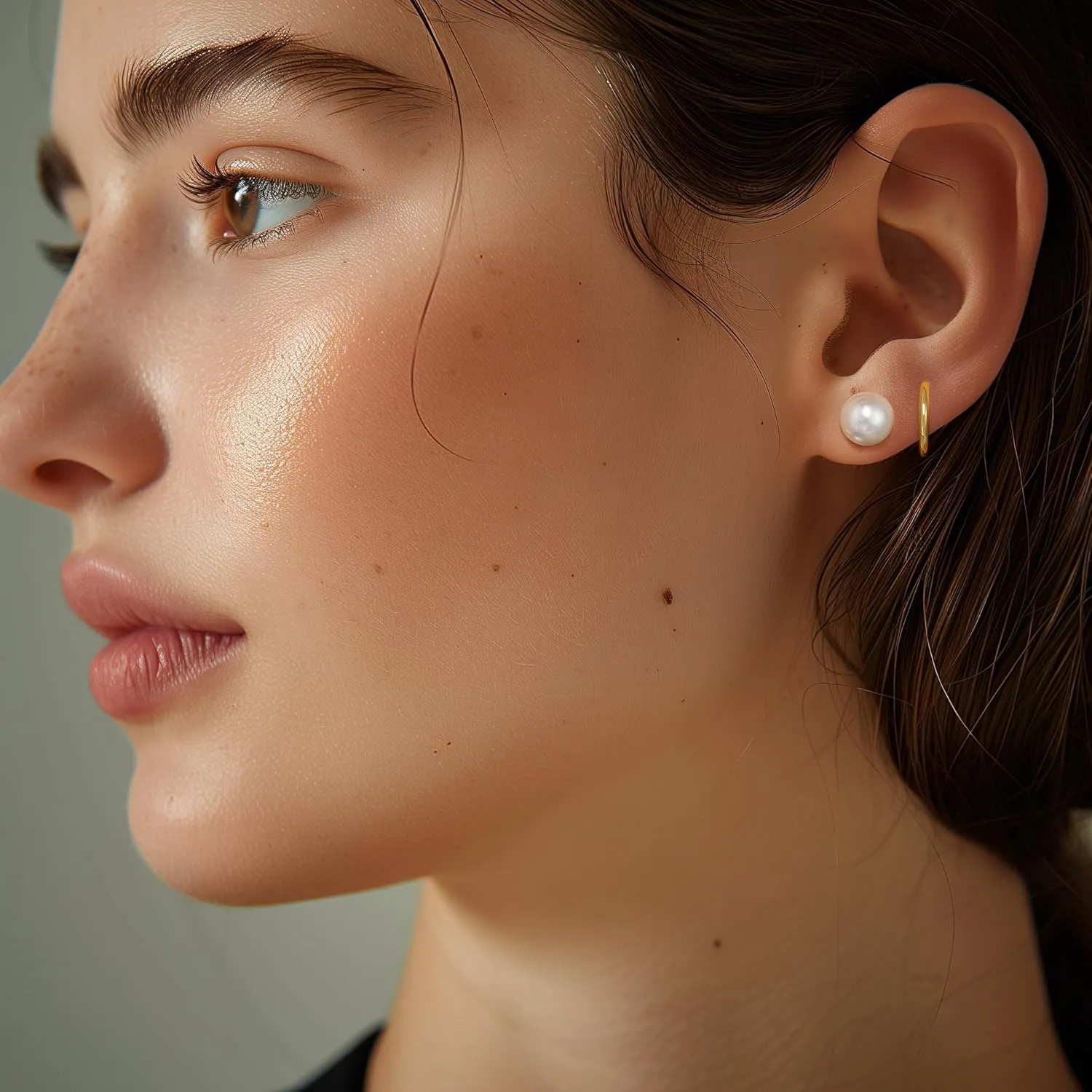 Angelady Pearl Earrings Set for Women, Trendy Pearl Stud Hoop Earring Stacks Gold, Dainty Pearls Earring Jewelry for Women, Valentines Day Earrings Gifts for Her