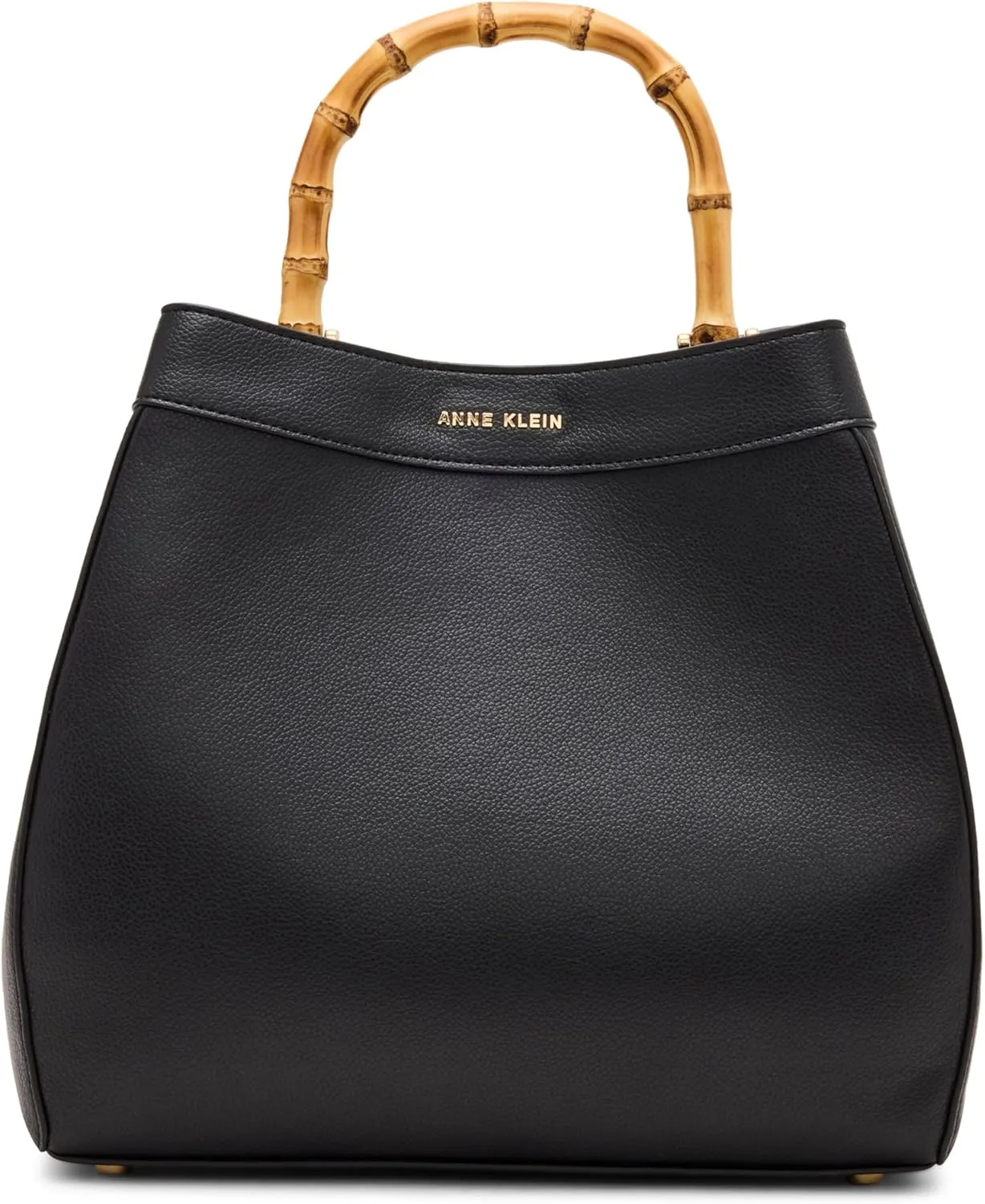 Anne Klein Womens Bamboo Handle Satchel with Convertible Strap, Black