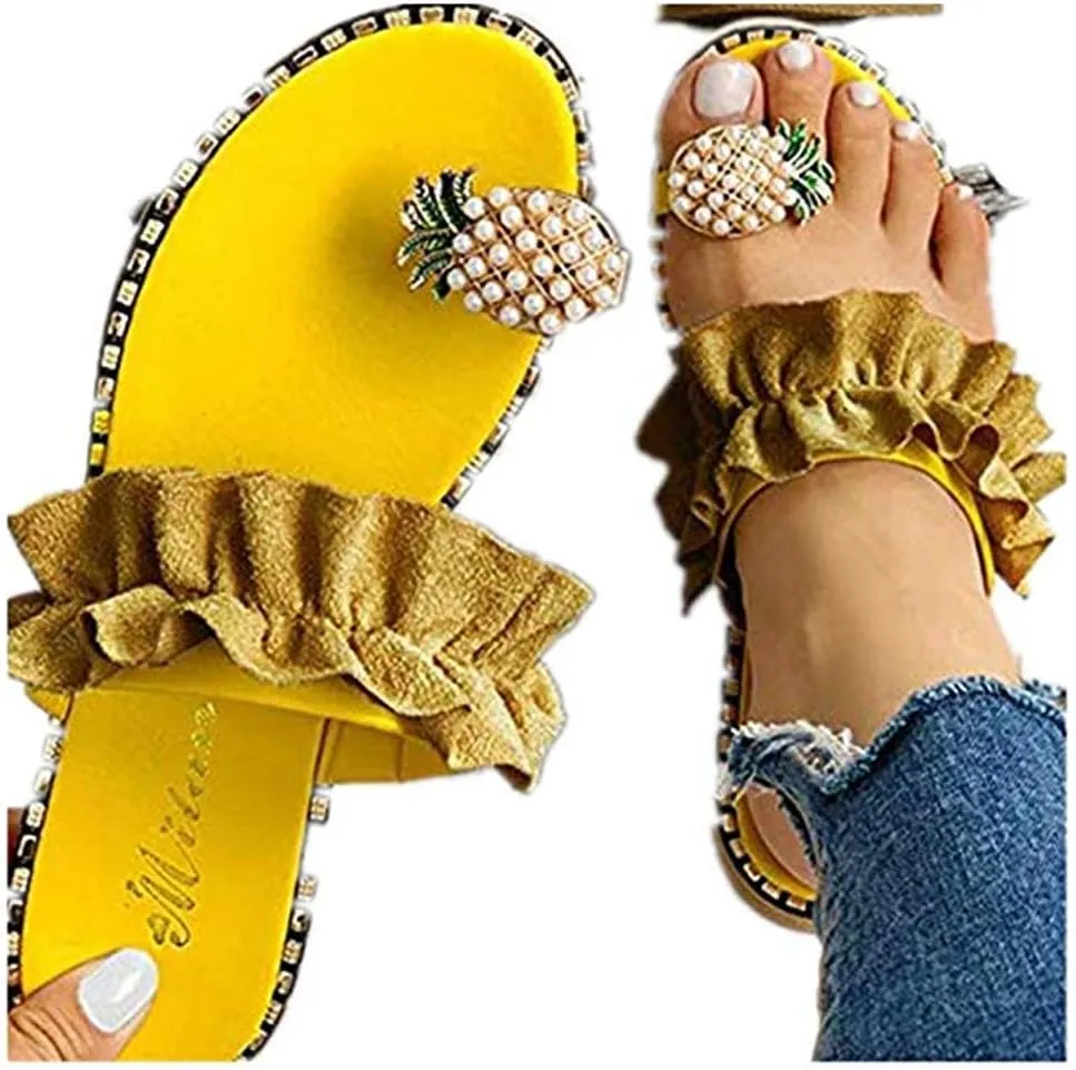 AOKASII Womens Flat Sandals,Women's 2021 Comfy Platform Casual Summer Sandal Shoes Beach Wide Width Slipper Flip Flops