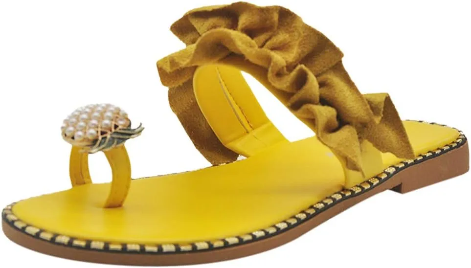 AOKASII Womens Flat Sandals,Women's 2021 Comfy Platform Casual Summer Sandal Shoes Beach Wide Width Slipper Flip Flops
