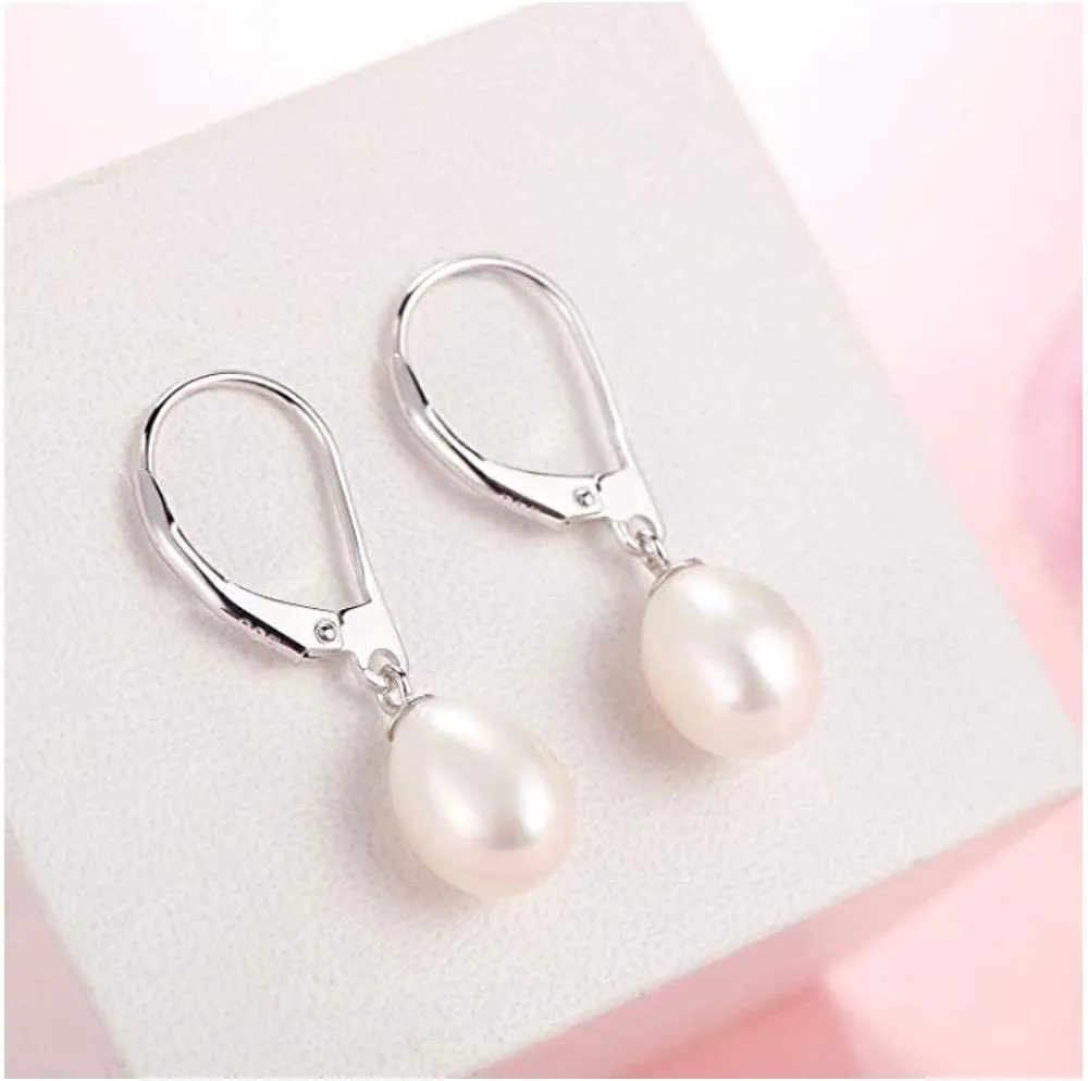 Authentic 925 Sterling Silver AAAA Grade Natural White Freshwater Pearl Stud Earrings or Drop Earrings Tarnish Resistant Hypoallergenic Nickel Free Women Jewelry