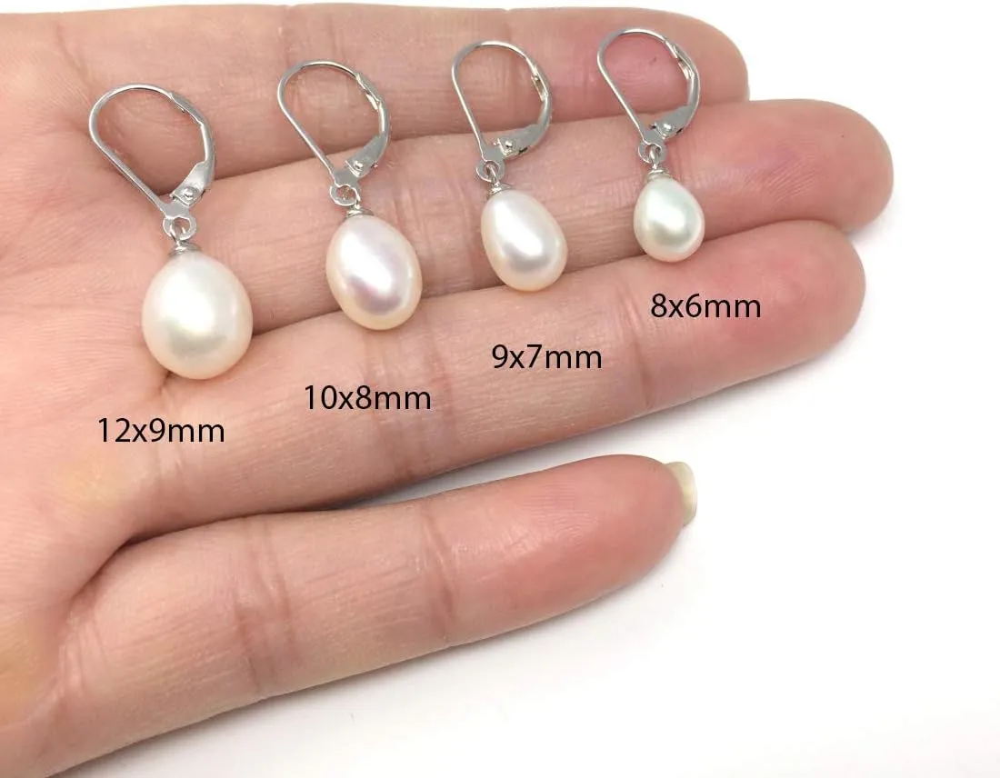 Authentic 925 Sterling Silver AAAA Grade Natural White Freshwater Pearl Stud Earrings or Drop Earrings Tarnish Resistant Hypoallergenic Nickel Free Women Jewelry