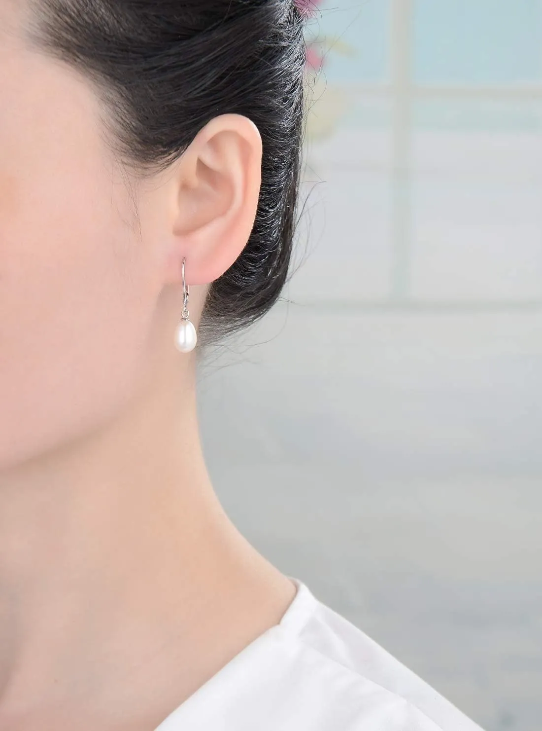 Authentic 925 Sterling Silver AAAA Grade Natural White Freshwater Pearl Stud Earrings or Drop Earrings Tarnish Resistant Hypoallergenic Nickel Free Women Jewelry