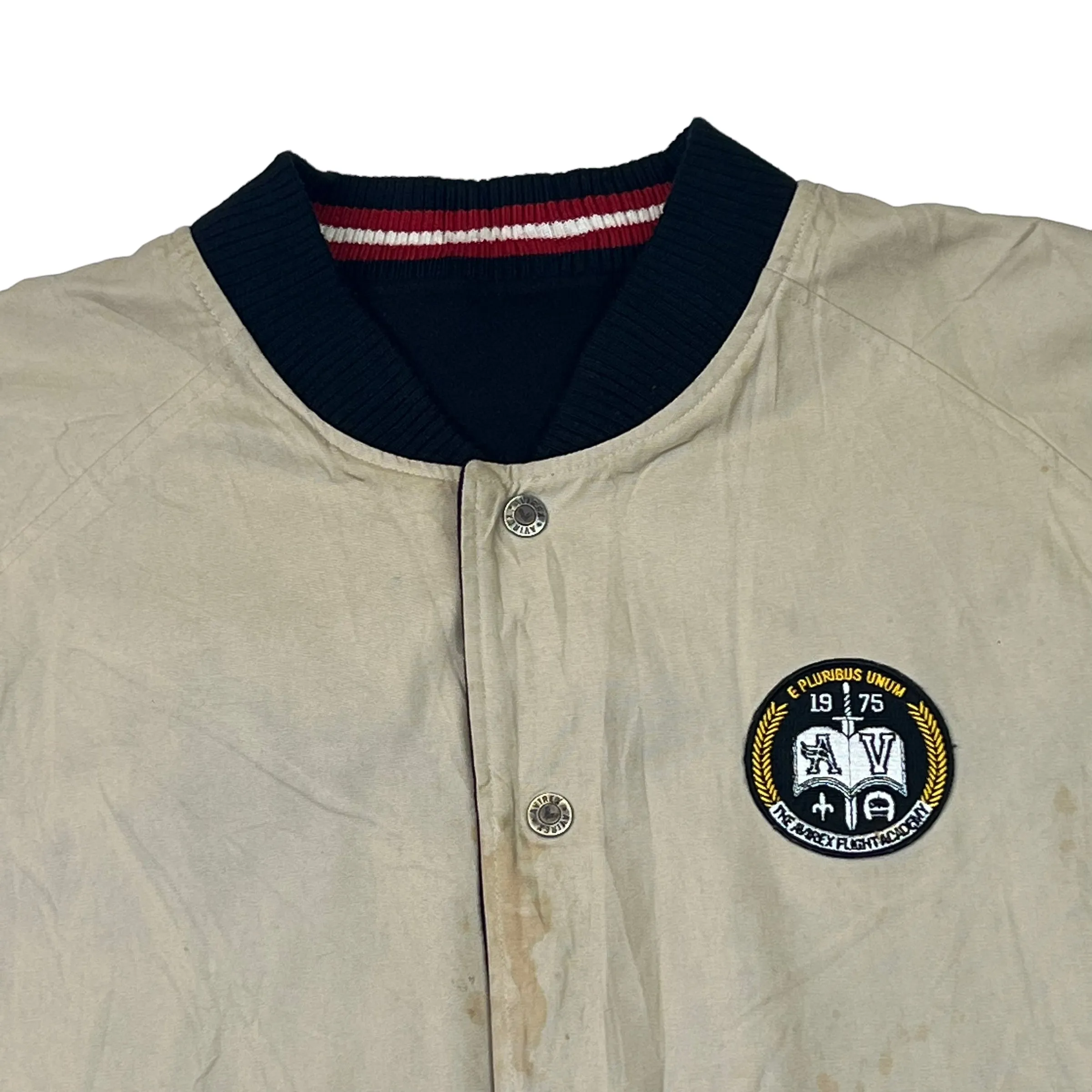 Avirex Flight Academy Reversible Black Wool Varsity Jacket