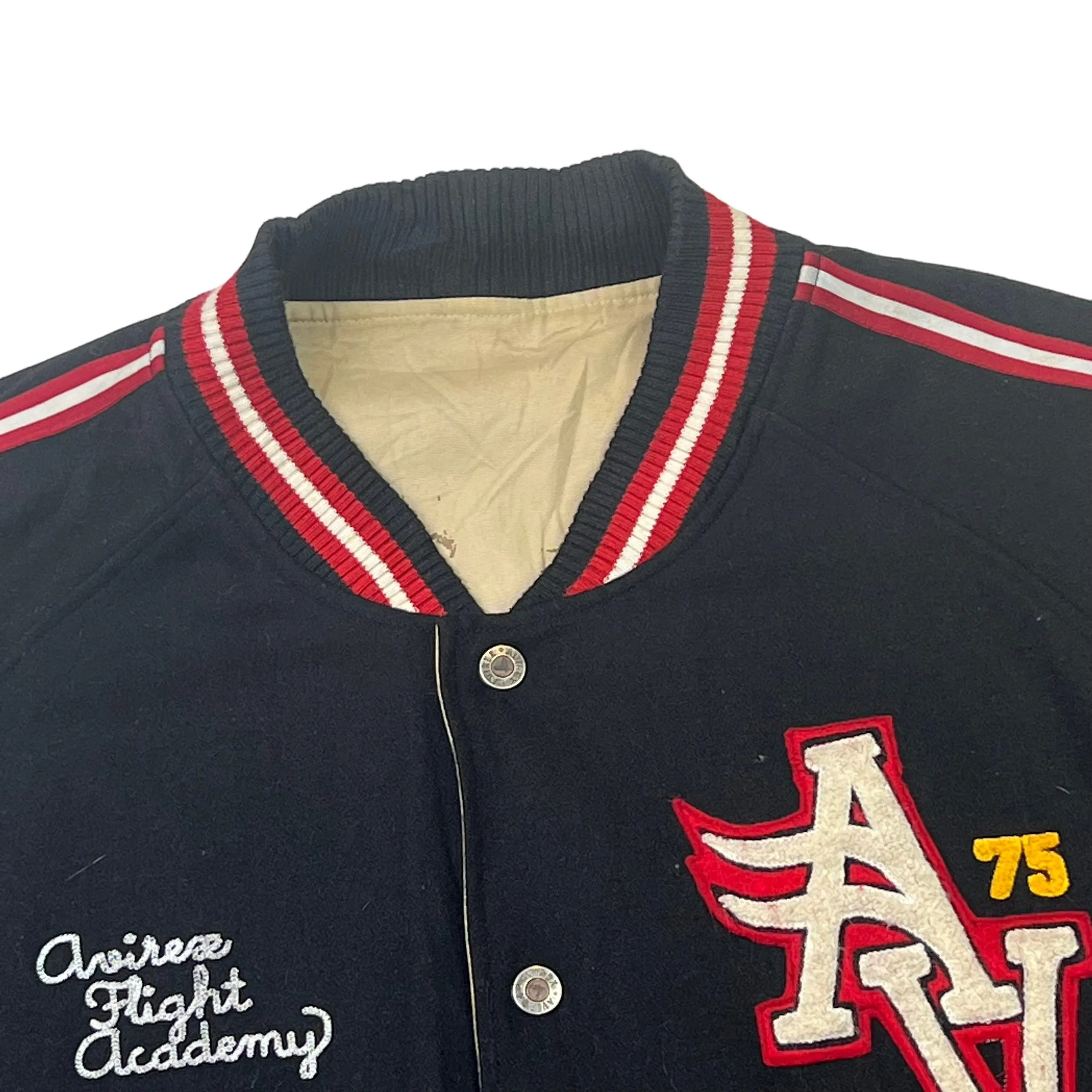 Avirex Flight Academy Reversible Black Wool Varsity Jacket