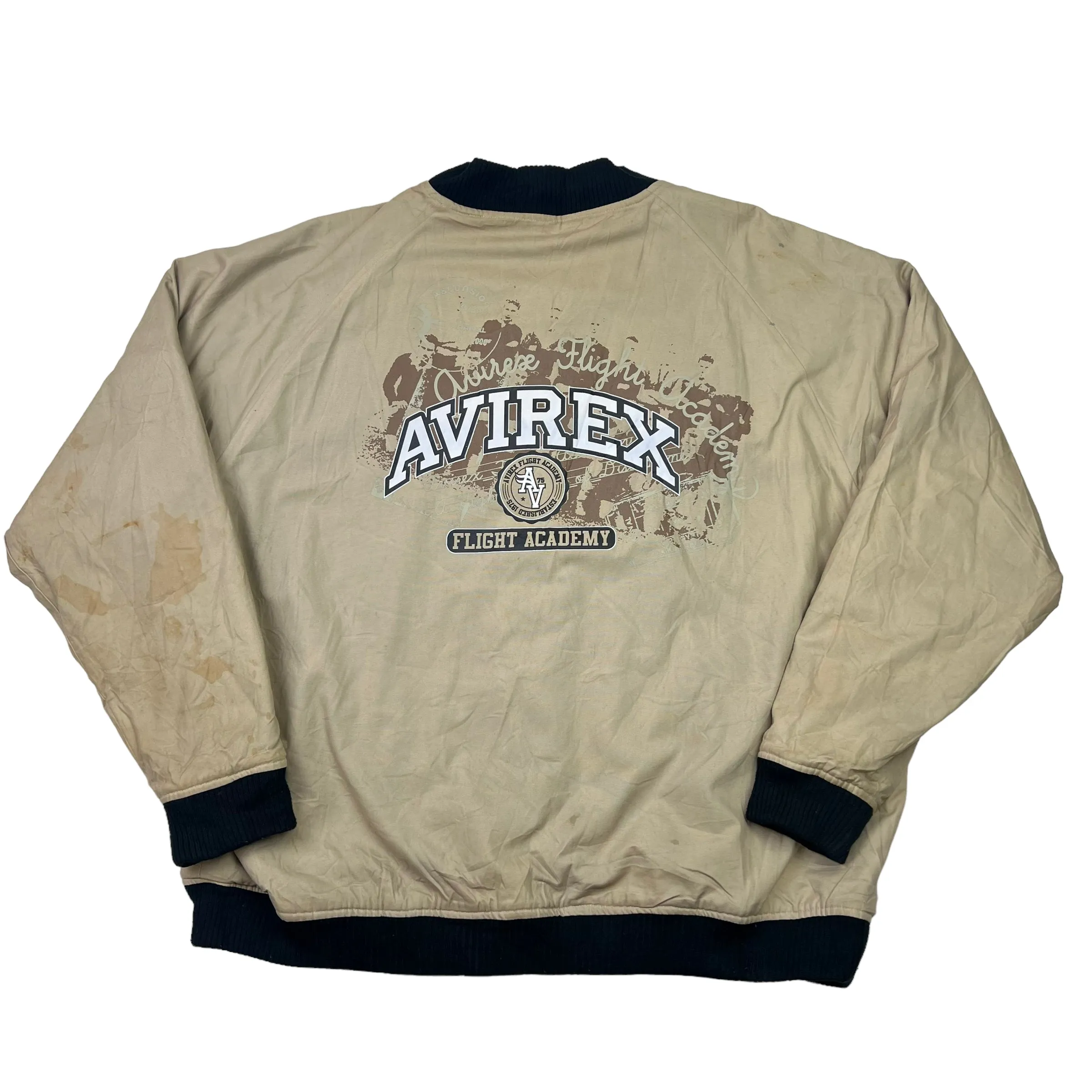 Avirex Flight Academy Reversible Black Wool Varsity Jacket