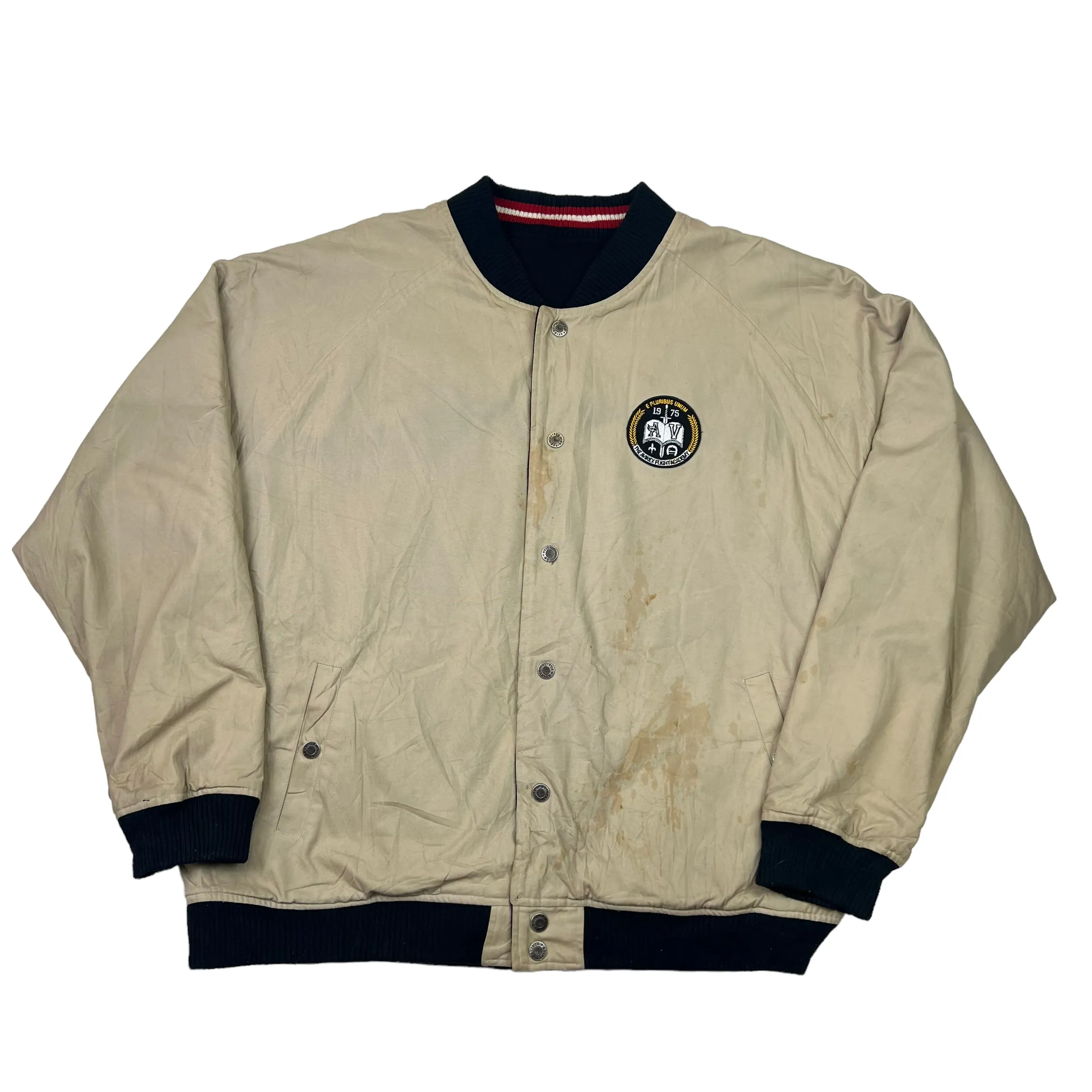 Avirex Flight Academy Reversible Black Wool Varsity Jacket