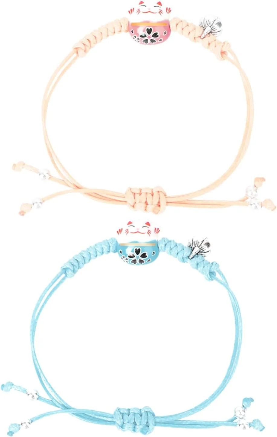 BESPORTBLE 2PCS Handmade Ceramic Cat Bracelet Woven Hand Chain Wrist Ornaments for Daily Wear Creative present for Friends and Students Stylish Accessories for Parties and Events