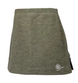 BIM SHORT SKIRT WINDBREAKER, 100% FILTAD ULL — LIGHT LODEN