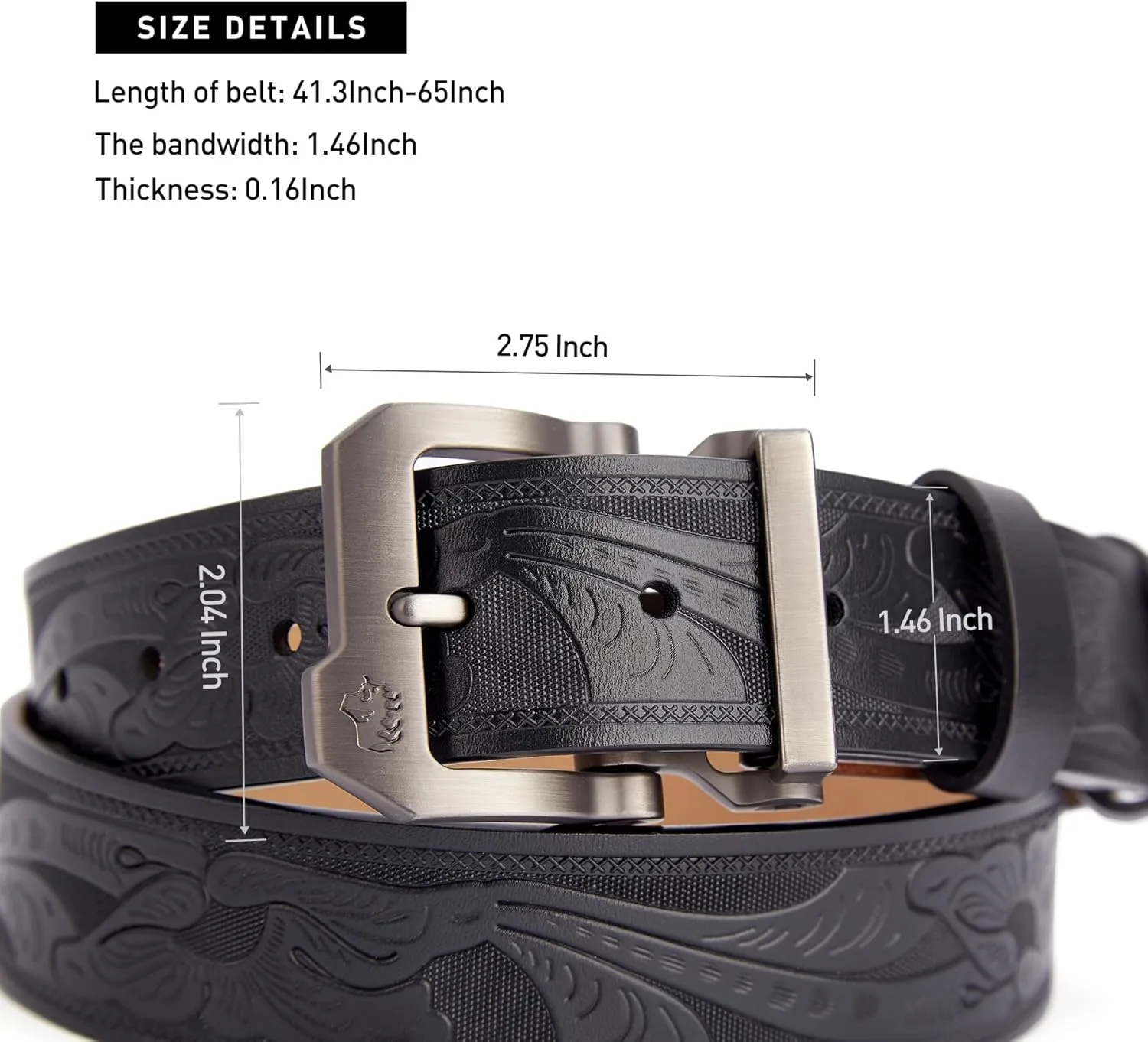 BISON DENIM Men's Belts Leather Dress Genuine Leather Classic Heavy Duty Buckle Belt Casual for Jeans