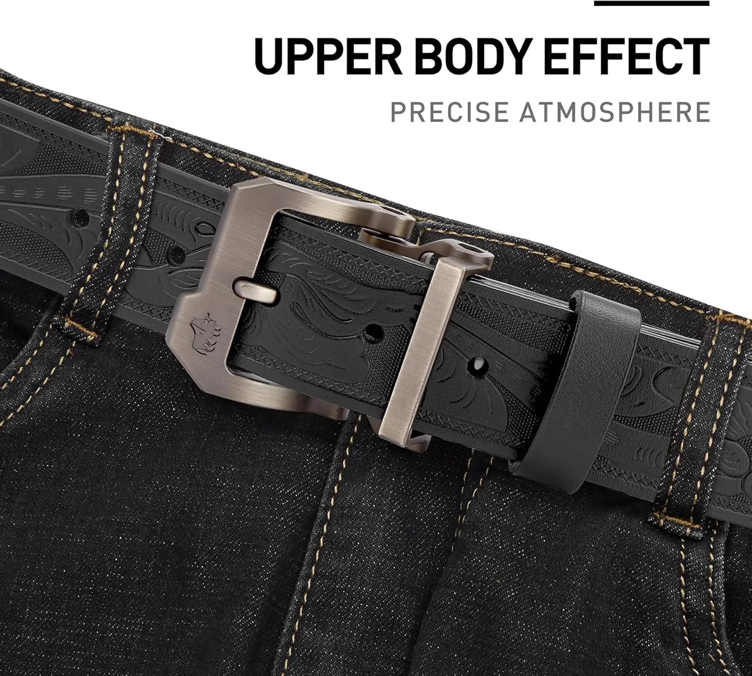 BISON DENIM Men's Belts Leather Dress Genuine Leather Classic Heavy Duty Buckle Belt Casual for Jeans