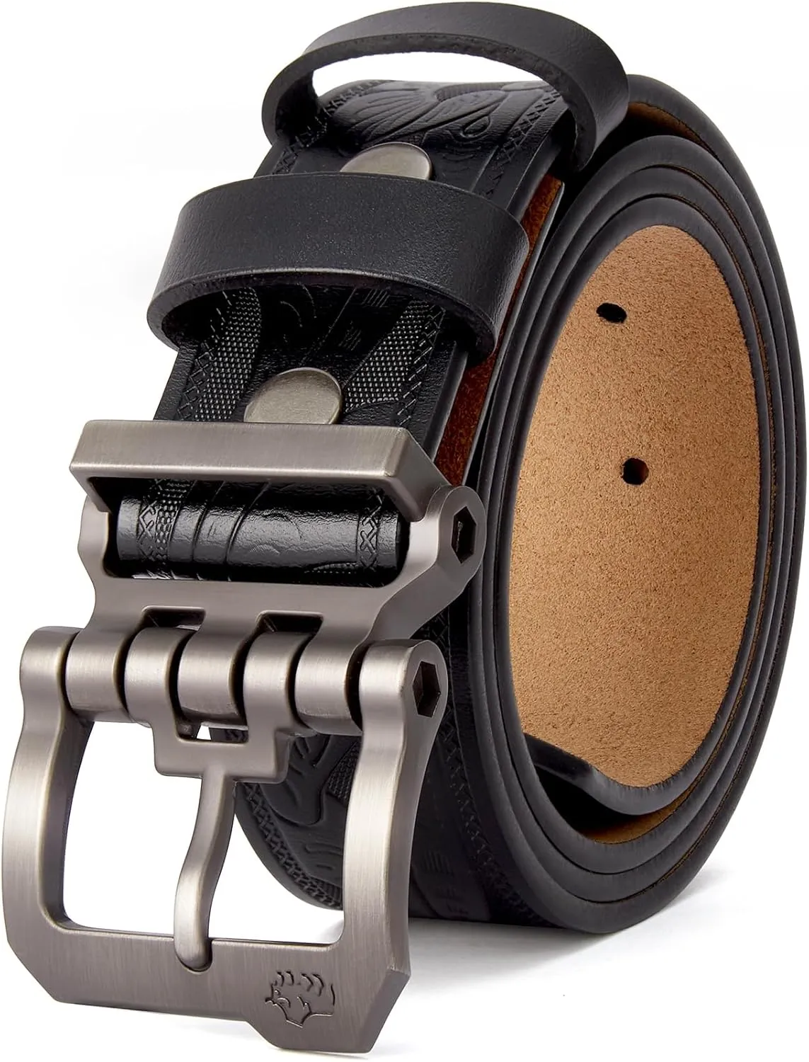 BISON DENIM Men's Belts Leather Dress Genuine Leather Classic Heavy Duty Buckle Belt Casual for Jeans