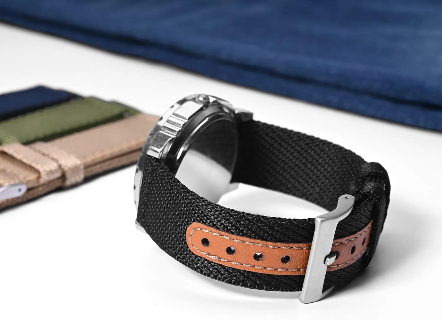 BISONSTRAP Sporty Nylon Watch Bands, Military Watch Strap for Men 18mm 20mm 22mm, Multiple Colors