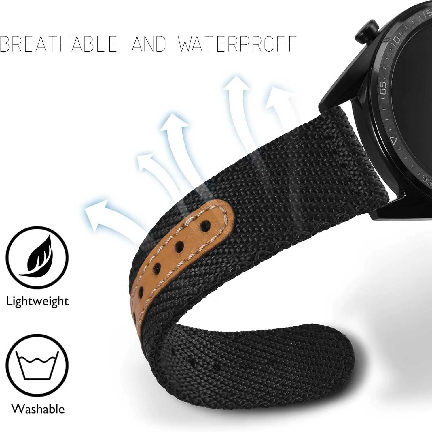 BISONSTRAP Sporty Nylon Watch Bands, Military Watch Strap for Men 18mm 20mm 22mm, Multiple Colors