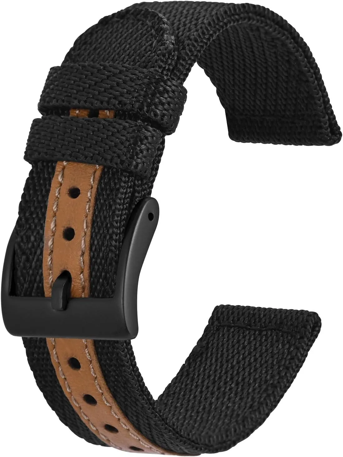 BISONSTRAP Sporty Nylon Watch Bands, Military Watch Strap for Men 18mm 20mm 22mm, Multiple Colors