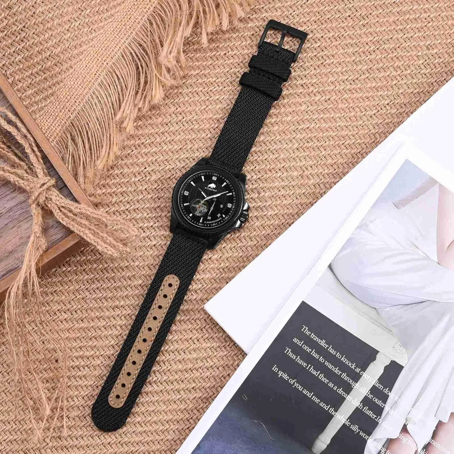 BISONSTRAP Sporty Nylon Watch Bands, Military Watch Strap for Men 18mm 20mm 22mm, Multiple Colors