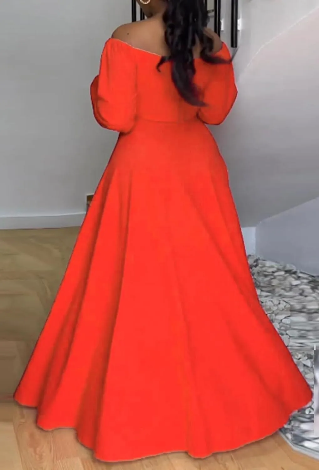 Bluewolfsea Women Sexy 2 Piece Outfits Long Sleeve Off Shoulder Crop Top Slit Maxi Skirt Set Two Piece Maxi Dress