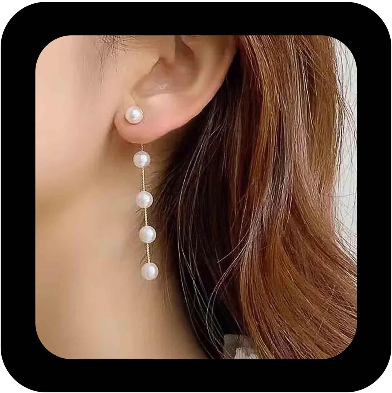 Boho Long Pearl Tassel Earrings Pearl Dangle Drop Earrings Vintage Pearl Chain Earrings Gold Pearl Bead Earrings Pearl Wedding Earrings Jewelry for Women